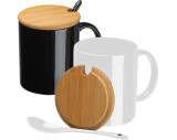 Keramiktasse mit Löffel und Bambusdeckel